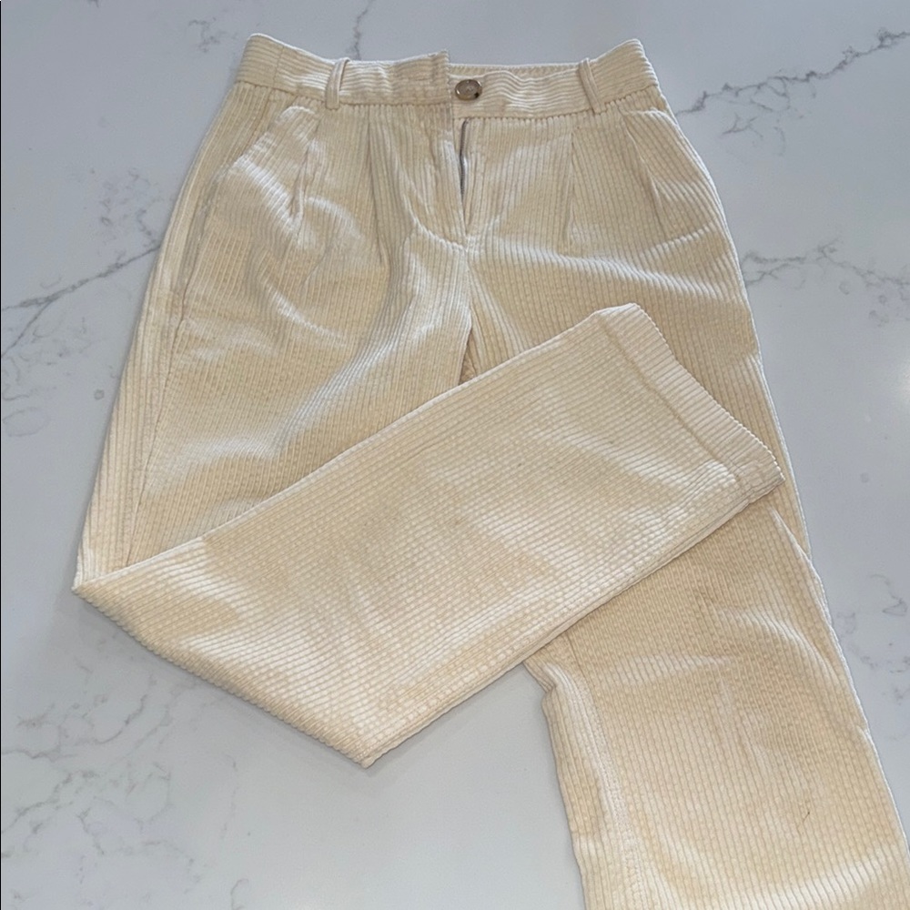 Womens Cream Corduroy Pants
